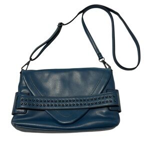 Nicole Miller Small Blue Studded Crossbody Bag Purse Clutch